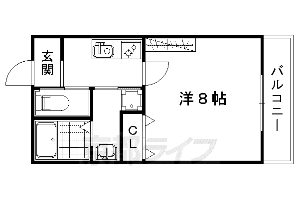 京都市烏丸線 北大路駅 徒歩25分 3階建 築7年(1K/2階)の間取り写真