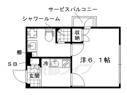 グレースアレイ西院(1K/3階)の間取り写真