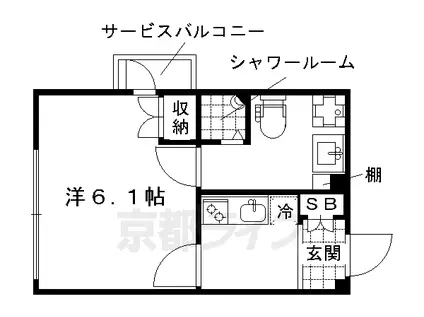 阪急電鉄京都線 西院駅(阪急) 徒歩8分 5階建 築7年(1K/5階)の間取り写真