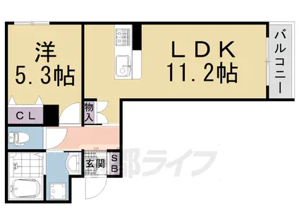 京福嵐山本線 有栖川駅 徒歩8分 3階建 築6年(1LDK/3階)の間取り写真