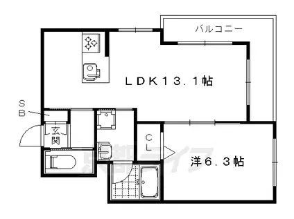 西ノ京メルフォーレ(1LDK/1階)の間取り写真