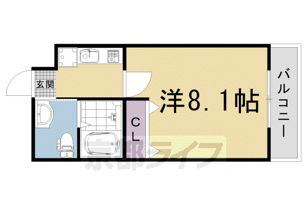 阪急電鉄京都線 西京極駅 徒歩18分 5階建 築7年(1K/5階)の間取り写真