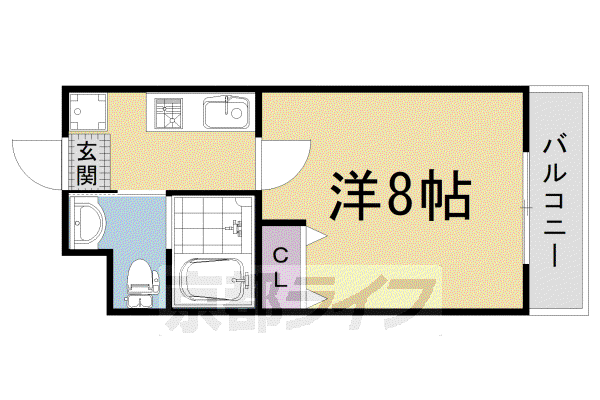阪急電鉄京都線 西京極駅 徒歩18分 5階建 築7年(1K/4階)の間取り写真