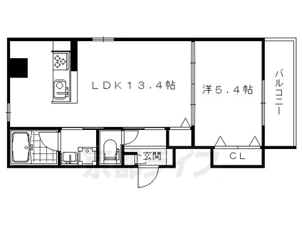 阪急電鉄京都線 西京極駅 徒歩11分 4階建 築7年(1LDK/3階)の間取り写真