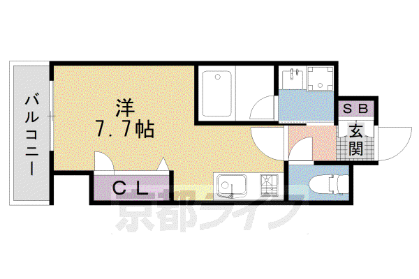 京都市東西線 西大路御池駅 徒歩2分 6階建 築7年(ワンルーム/2階)の間取り写真