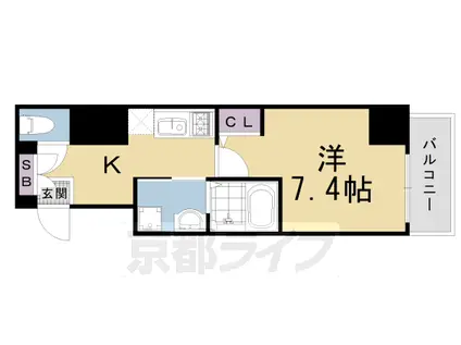 京都市東西線 太秦天神川駅 徒歩19分 7階建 築6年(1K/7階)の間取り写真
