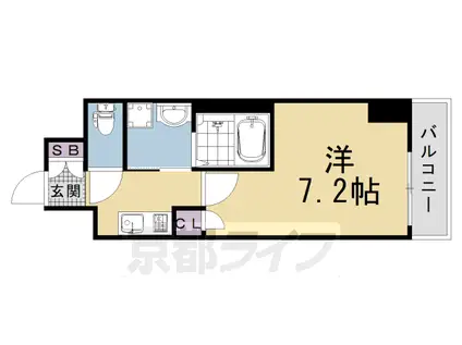 京都市東西線 太秦天神川駅 徒歩19分 7階建 築7年(1K/4階)の間取り写真