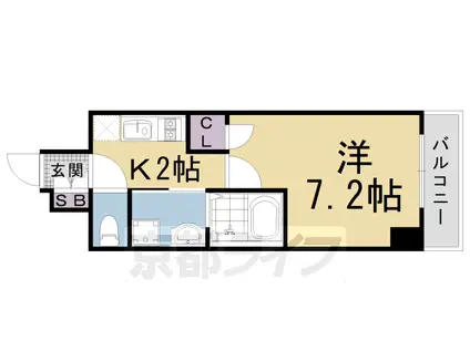 ESCASA京都四条梅津(1K/7階)の間取り写真