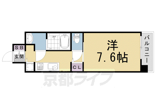 京都市東西線 太秦天神川駅 徒歩3分 6階建 築7年(1K/6階)の間取り写真