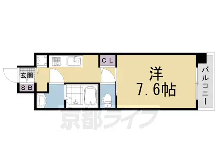 京都市東西線 太秦天神川駅 徒歩3分 6階建 築7年(1K/6階)の間取り写真