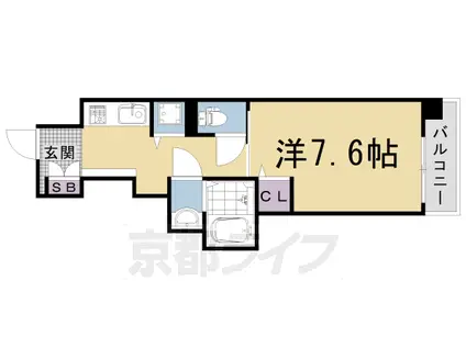 京都市東西線 太秦天神川駅 徒歩3分 6階建 築7年(1K/4階)の間取り写真