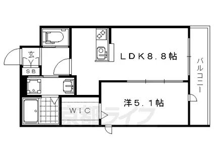 京都市烏丸線 四条駅(京都市営) 徒歩4分 4階建 築6年(1LDK/4階)の間取り写真
