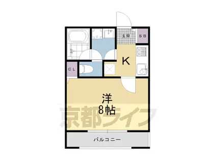 京都市東西線 西大路御池駅 徒歩12分 3階建 築7年(1K/2階)の間取り写真