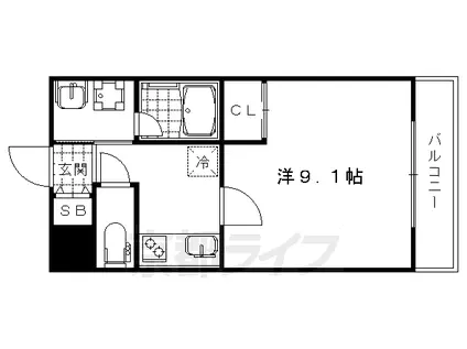 京福嵐山本線 帷子ノ辻駅 徒歩5分 3階建 築7年(1K/3階)の間取り写真