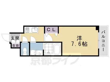 東海道本線 西大路駅 徒歩12分 7階建 築6年(1K/6階)の間取り写真