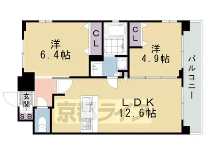 東海道本線 西大路駅 徒歩12分 7階建 築7年(2LDK/2階)の間取り写真