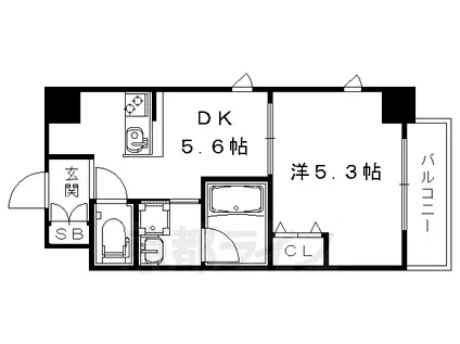 阪急電鉄京都線 西院駅(阪急) 徒歩15分 7階建 築6年(1DK/2階)の間取り写真