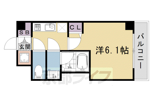 阪急電鉄京都線 西院駅(阪急) 徒歩15分 7階建 築7年(1K/4階)の間取り写真