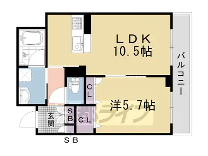 阪急電鉄京都線 西京極駅 徒歩3分 3階建 築7年(1LDK/3階)の間取り写真