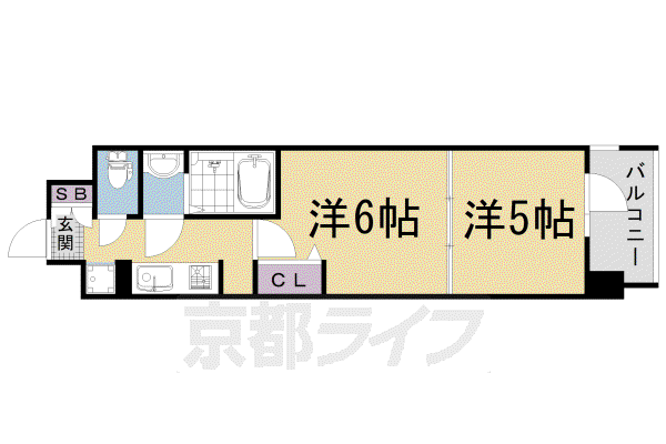 阪急電鉄京都線 西京極駅 徒歩10分 7階建 築7年(2K/3階)の間取り写真