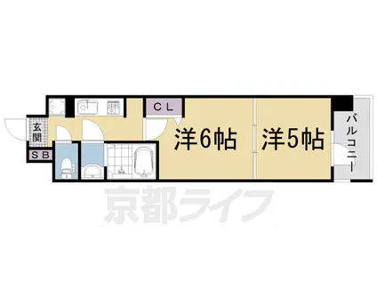 阪急電鉄京都線 西京極駅 徒歩10分 7階建 築6年(2K/1階)の間取り写真