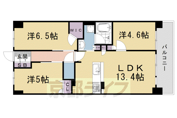 京都市東西線 太秦天神川駅 徒歩6分 7階建 築8年(3LDK/7階)の間取り写真