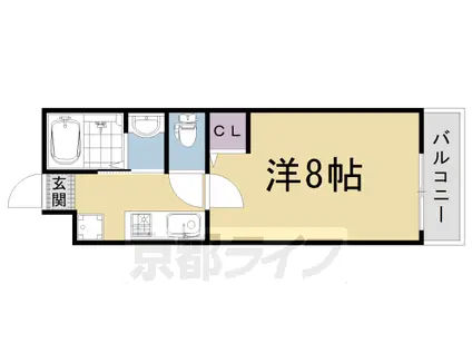 山陰本線 太秦駅(ＪＲ) 徒歩7分 3階建 築6年(1K/3階)の間取り写真