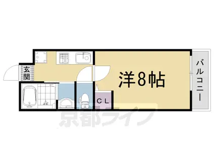 山陰本線 太秦駅(ＪＲ) 徒歩7分 3階建 築6年(1K/2階)の間取り写真