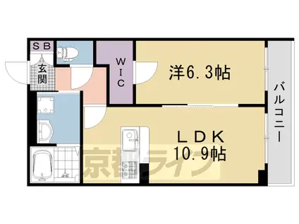 京福嵐山本線 帷子ノ辻駅 徒歩10分 3階建 築6年(1LDK/1階)の間取り写真