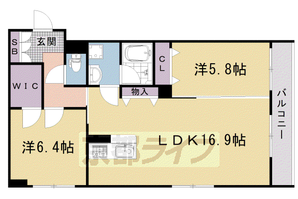 京福嵐山本線 帷子ノ辻駅 徒歩10分 3階建 築6年(2LDK/3階)の間取り写真