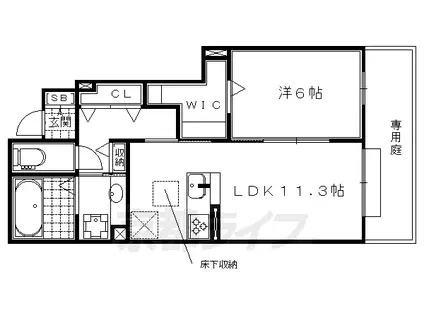 山陰本線 太秦駅(ＪＲ) 徒歩18分 2階建 築6年(1LDK/1階)の間取り写真