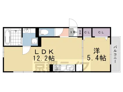 京福嵐山本線 帷子ノ辻駅 徒歩15分 3階建 築6年(1LDK/1階)の間取り写真