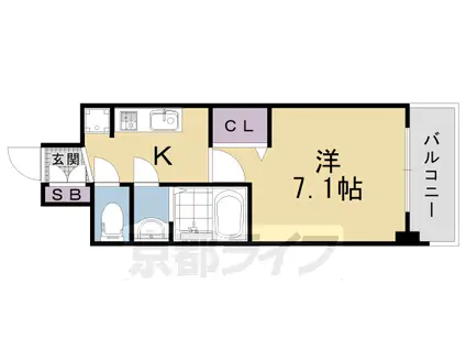 阪急電鉄京都線 西京極駅 徒歩8分 7階建 築6年(1K/5階)の間取り写真