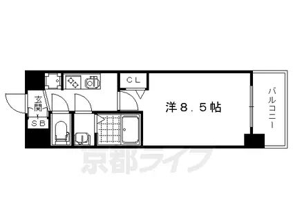 阪急電鉄京都線 西京極駅 徒歩8分 7階建 築6年(1K/1階)の間取り写真