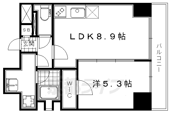 阪急電鉄京都線 大宮駅(京都) 徒歩6分 9階建 築6年(1LDK/4階)の間取り写真