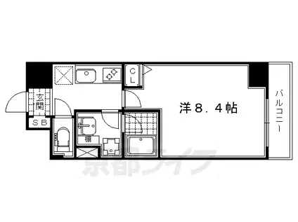 阪急電鉄京都線 大宮駅(京都) 徒歩6分 9階建 築6年(1K/6階)の間取り写真