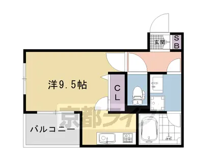 京都市東西線 太秦天神川駅 徒歩2分 3階建 築6年(ワンルーム/3階)の間取り写真