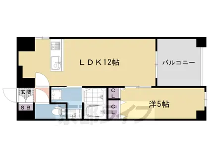京都市東西線 西大路御池駅 徒歩5分 7階建 築5年(1LDK/3階)の間取り写真