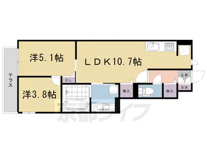 山陰本線 嵯峨嵐山駅 徒歩19分 2階建 築5年(2LDK/1階)の間取り写真
