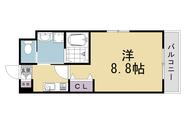 阪急電鉄京都線 西院駅(阪急) 徒歩10分 4階建 築8年(1K/4階)の間取り写真