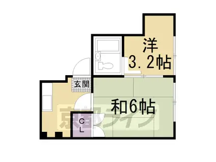 山陰本線 嵯峨嵐山駅 徒歩4分 3階建 築52年(2K/1階)の間取り写真