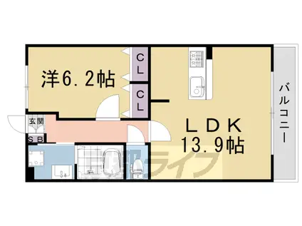 阪急電鉄京都線 西京極駅 徒歩11分 5階建 築5年(1LDK/4階)の間取り写真