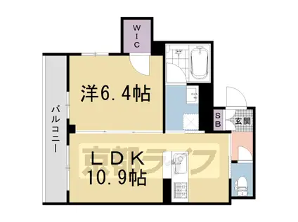 阪急電鉄京都線 西院駅(阪急) 徒歩2分 4階建 築5年(1LDK/2階)の間取り写真