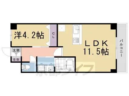 PALACIO西院(1LDK/3階)の間取り写真