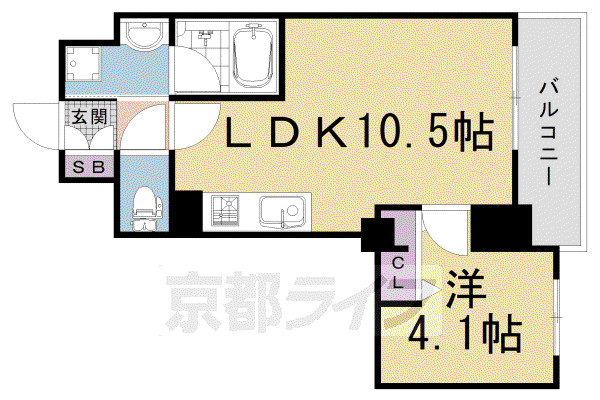 阪急電鉄京都線 西院駅(阪急) 徒歩14分 7階建 築5年(1LDK/5階)の間取り写真