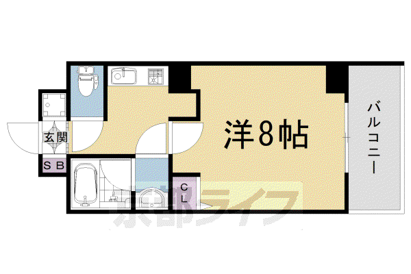阪急電鉄京都線 西院駅(阪急) 徒歩14分 7階建 築6年(1K/3階)の間取り写真