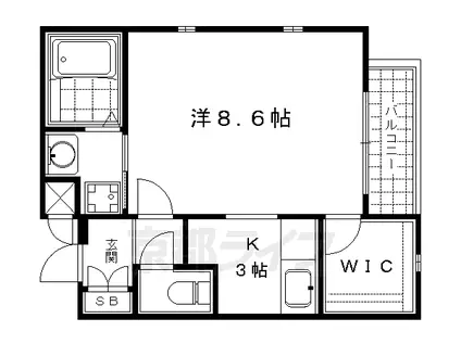 京都市烏丸線 烏丸御池駅 徒歩5分 4階建 築20年(1K/4階)の間取り写真