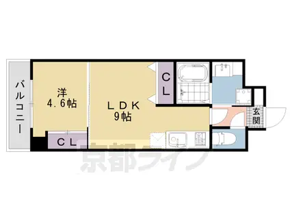 山陰本線 二条駅 徒歩10分 7階建 築16年(1LDK/6階)の間取り写真