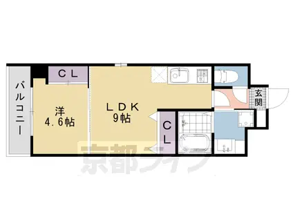 山陰本線 二条駅 徒歩10分 7階建 築15年(1LDK/7階)の間取り写真