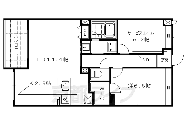 京都市烏丸線 丸太町駅(京都市営) 徒歩5分 3階建 築16年(1SLDK/2階)の間取り写真